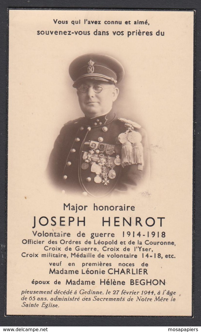 Gedinne 1944 - Major Honoraire Joseph Henrot - Décès