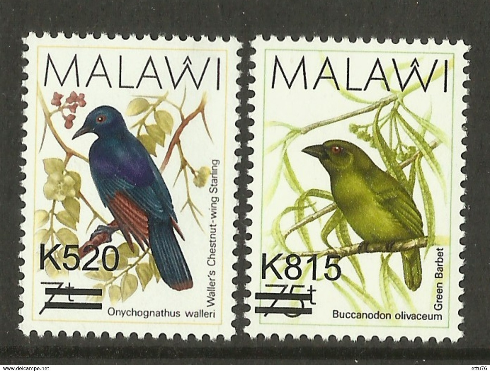 MALAWI  2016  BIRDS,OVERPRINTS,2V  MNH - Other & Unclassified