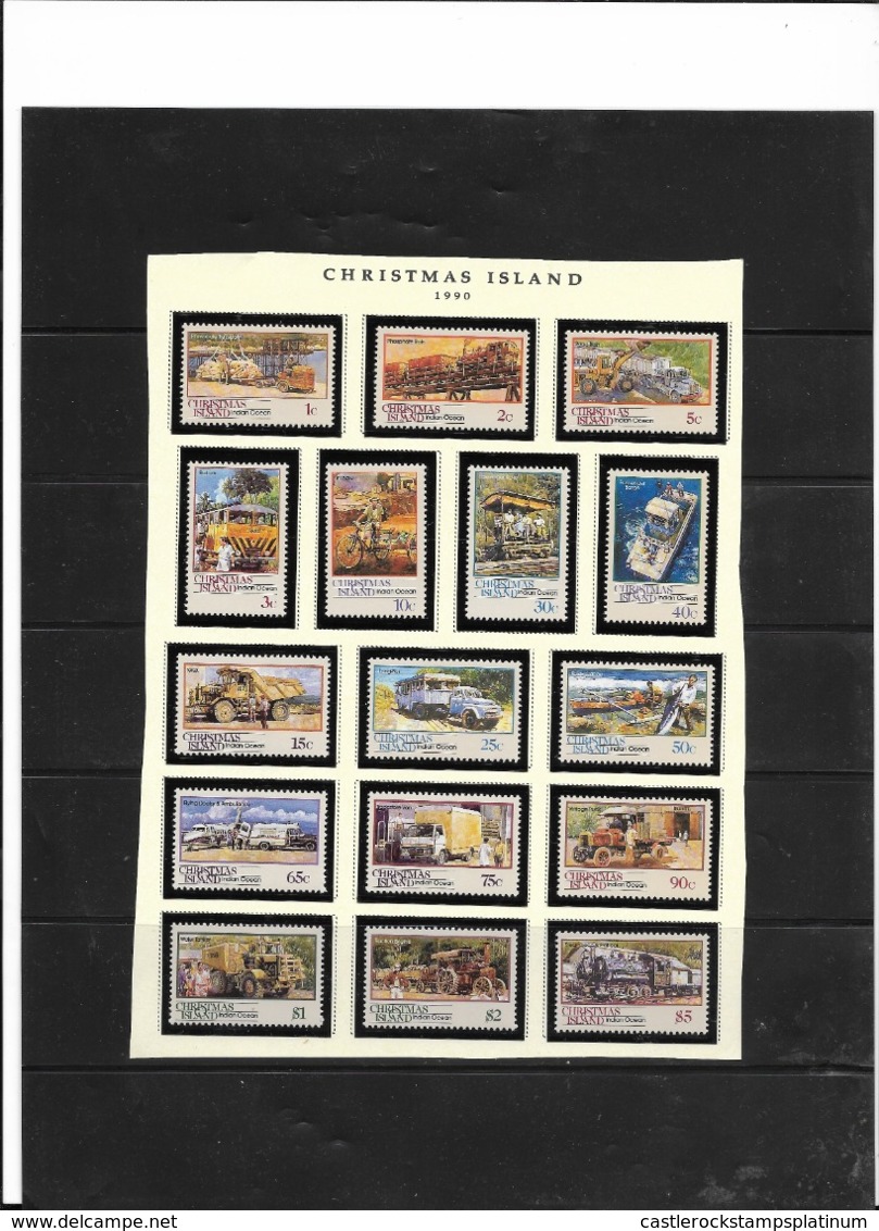 O) 1990 CHRISTMAS ISLAND. TRANSPORT  THROUGH  THE AGES - TRAIN - RAIL CAR - ROAD TRAIN - TRISHAW - TEREX - LONG BUS - PA - Christmas Island