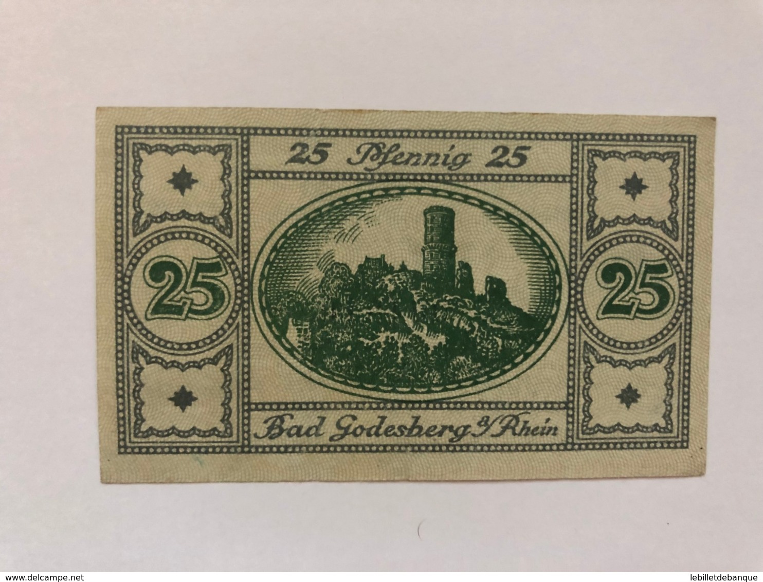 Allemagne Notgeld Godesberg 25  Pfennig - Collections