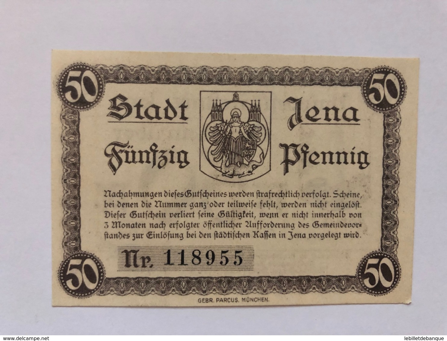 Allemagne Notgeld Jena 50  Pfennig - Collections