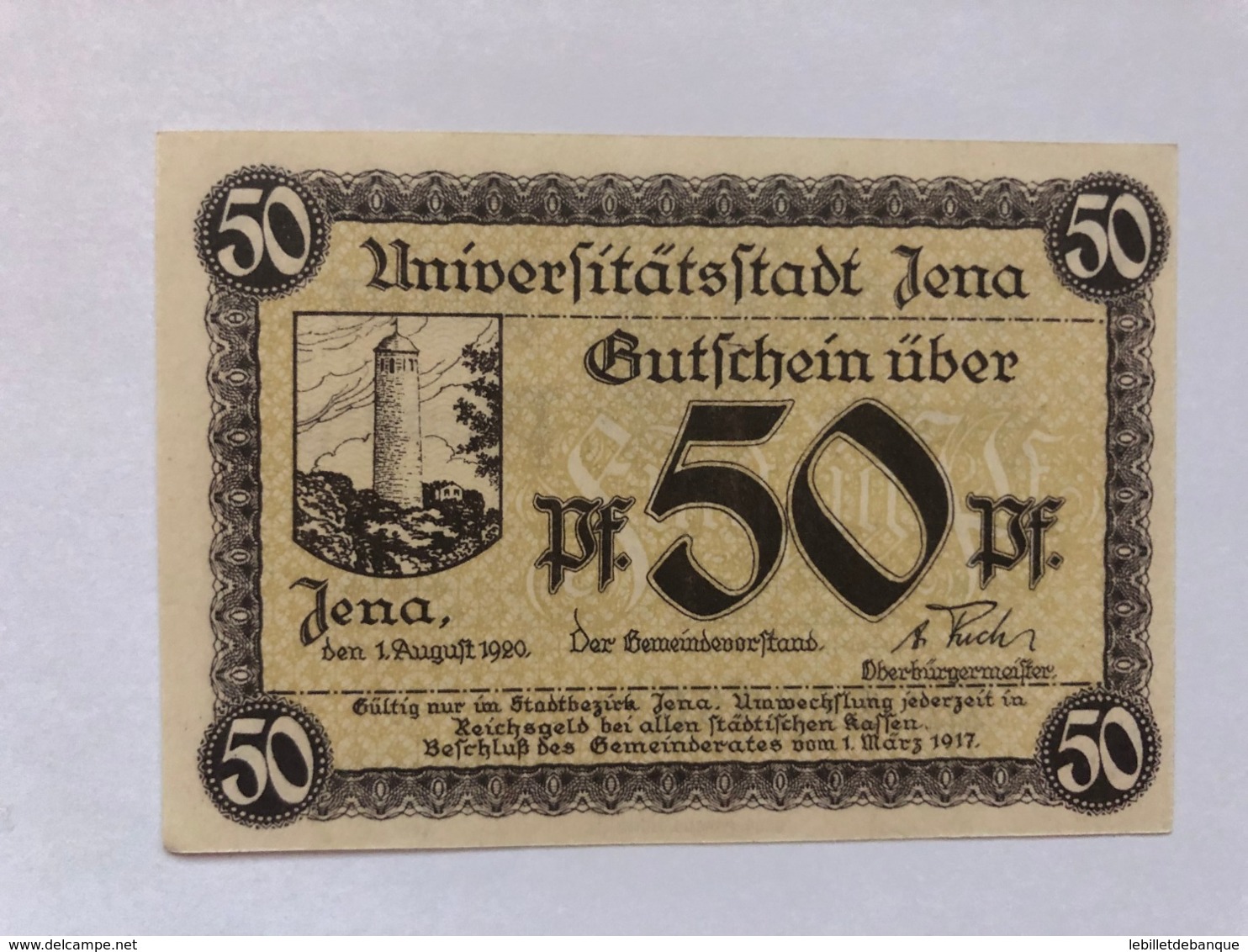 Allemagne Notgeld Jena 50  Pfennig - Collections