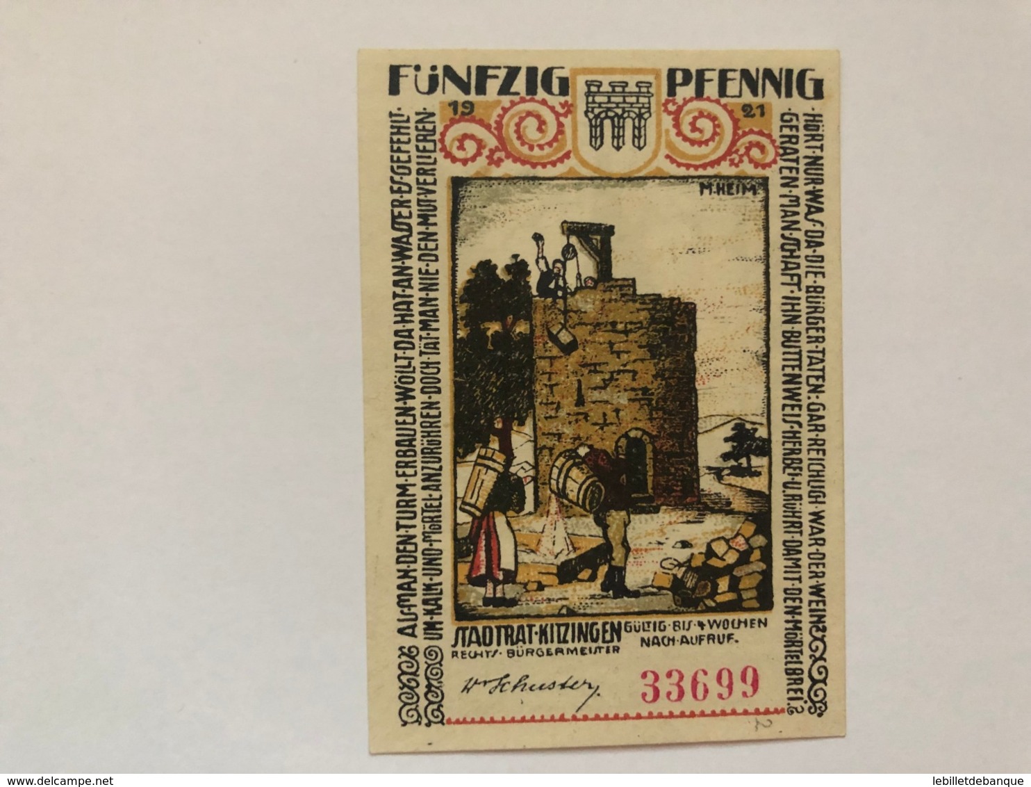 Allemagne Notgeld Kitzingen 50  Pfennig - Collections