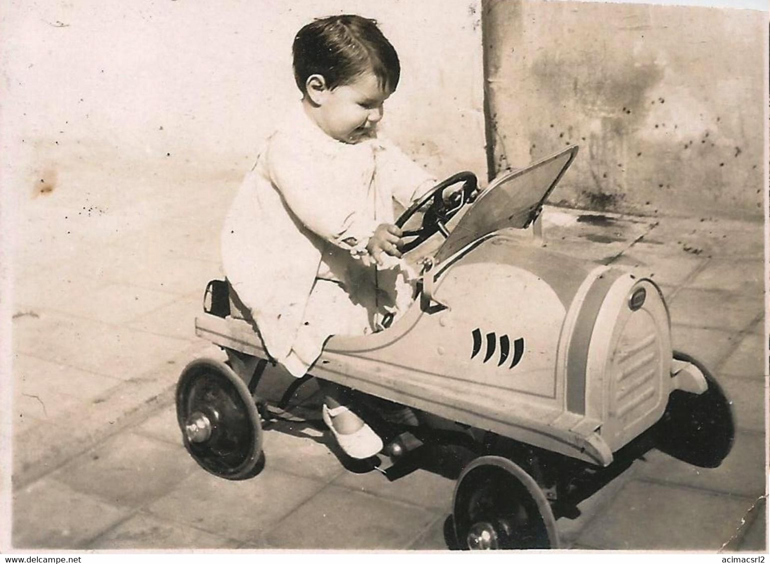 X2156 AUTOMOBILE VOITURE CAR - BUGATTI Toy Pedal Car Racecar & Baby - Photo Snapshot 8x6cm 1940' - Automobiles