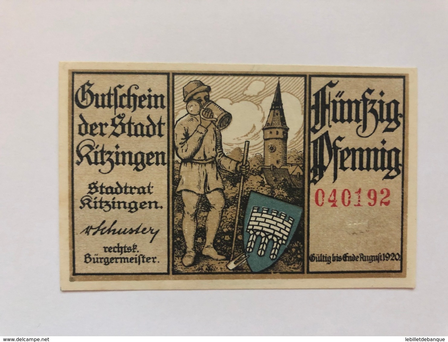 Allemagne Notgeld Kitzingen 50  Pfennig - Collections