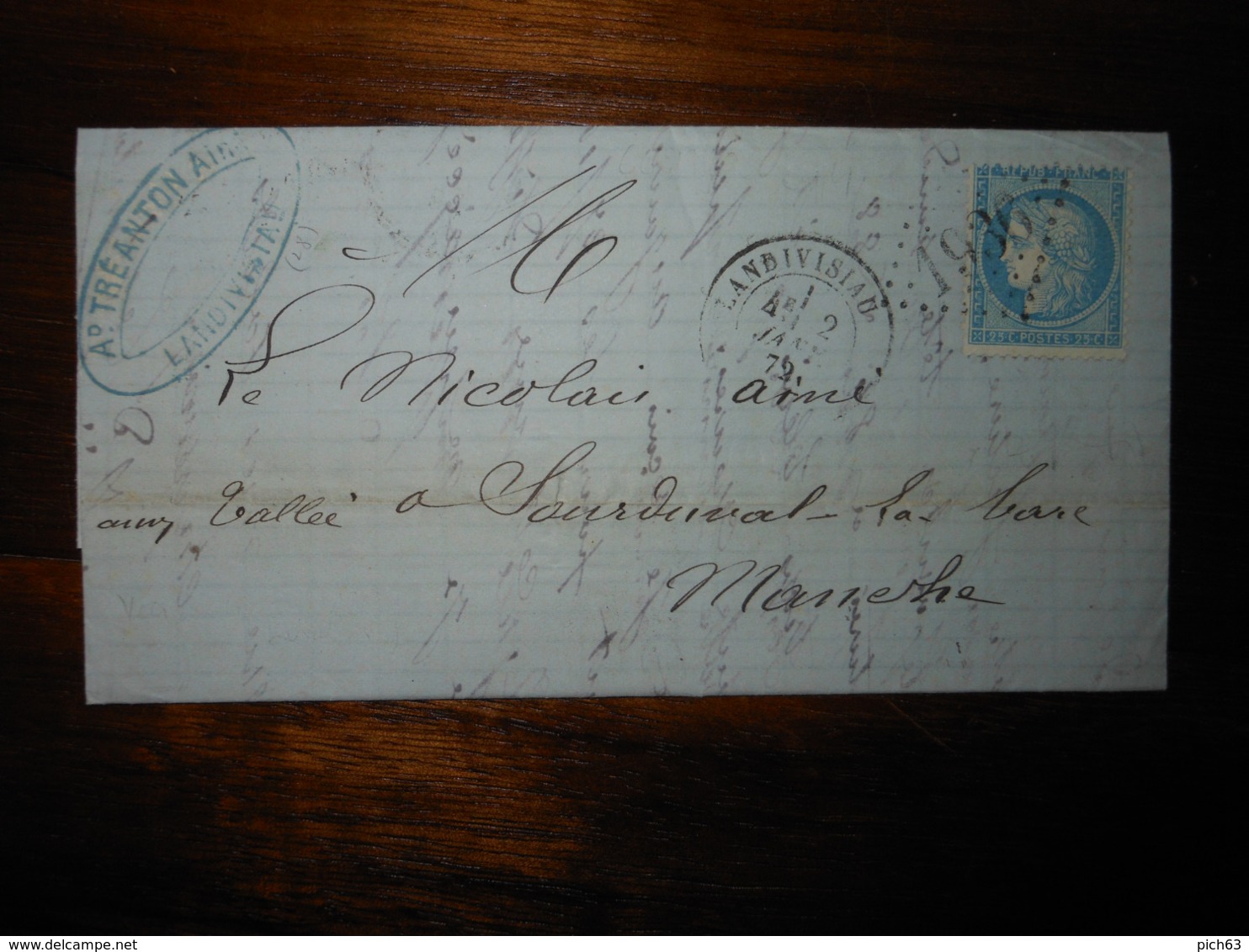 Lettre GC 1936 Landivisiau Finistere Avec Correspondance - 1849-1876: Période Classique