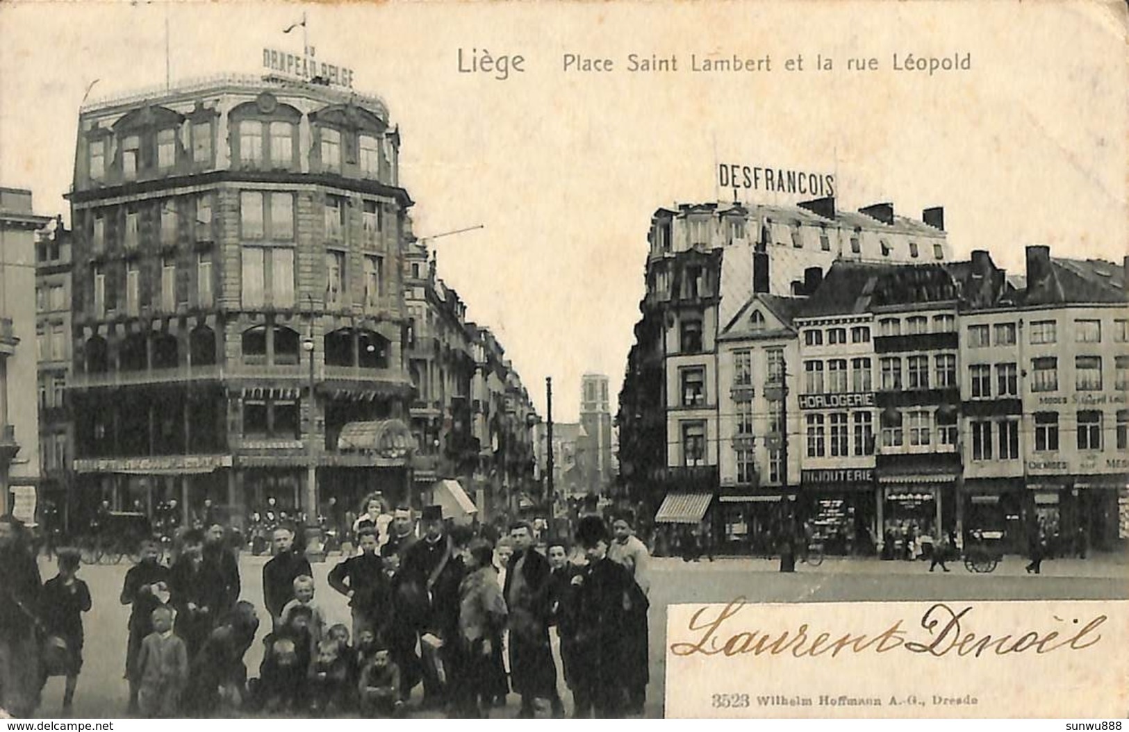 Liège - Place Saint-Lambert Et La Rue Léopold (top Animation, Wilhelm Hoffmann... Léger Pli Vertical) - Liege