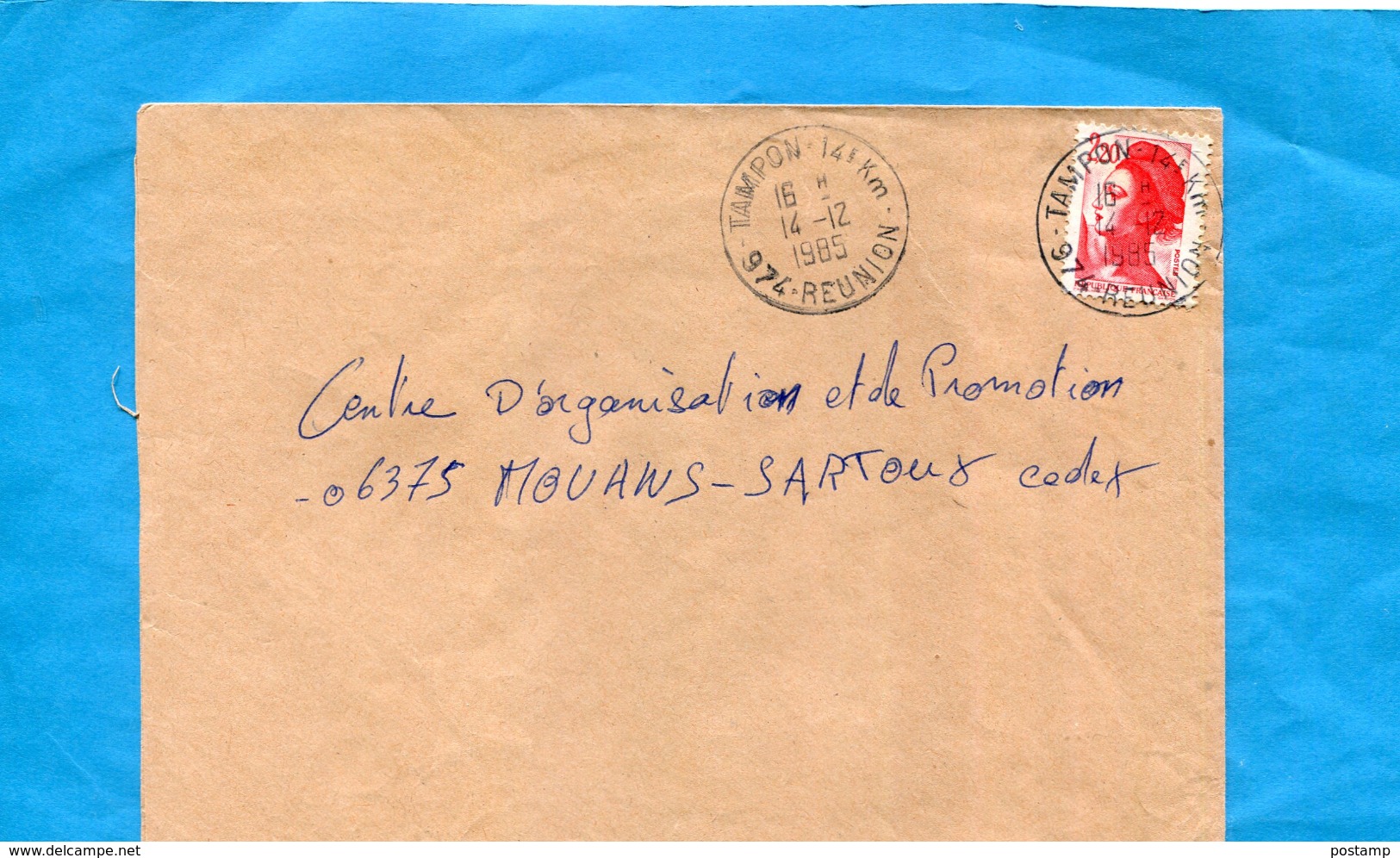 Réunion -lettre  Cad Tampon  141 Km  Dec 1985 -stamp 2.20frs Liberté De Gandon - Cachets Commémoratifs