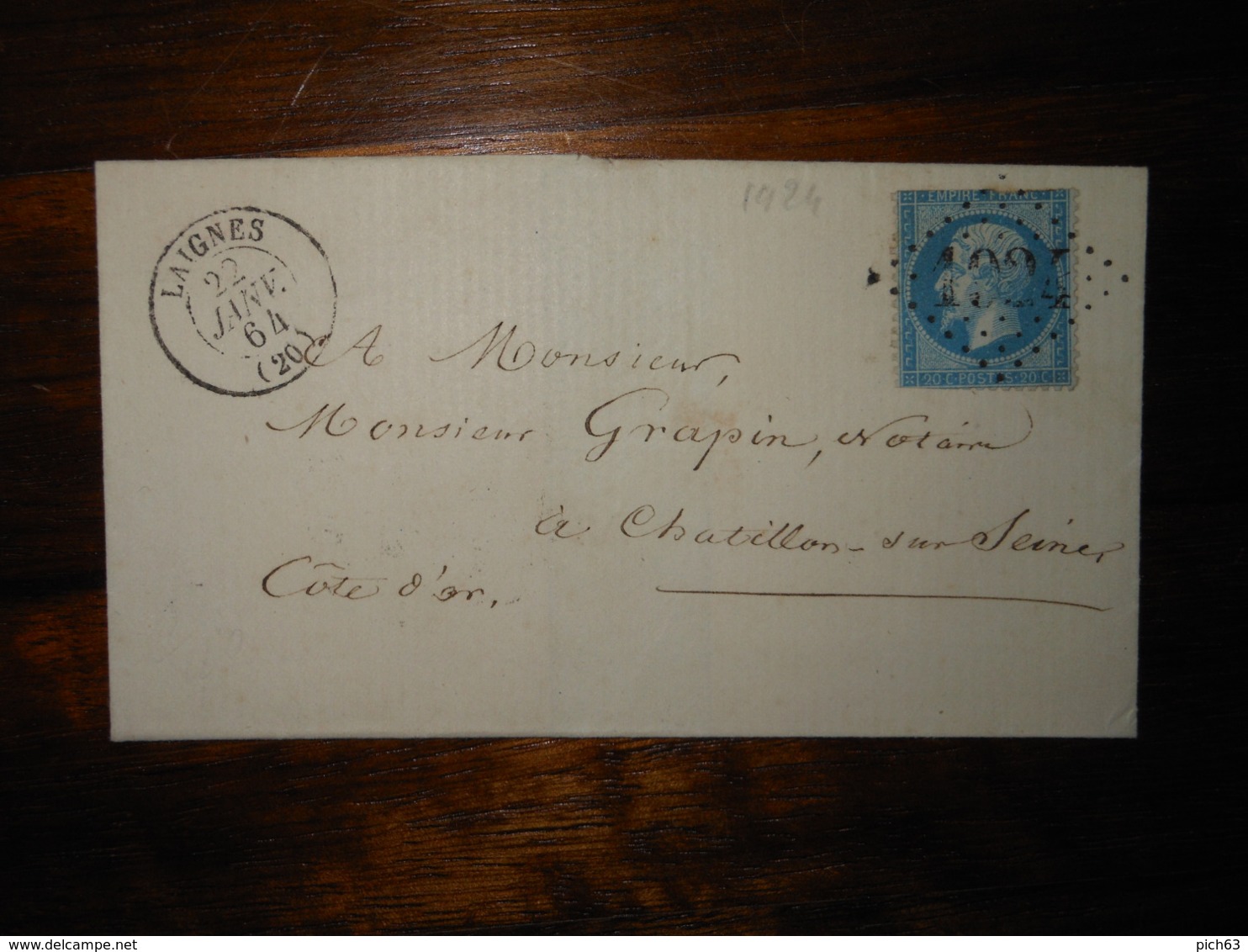 Lettre GC 1924 Laignes Cote D'Or - 1849-1876: Période Classique