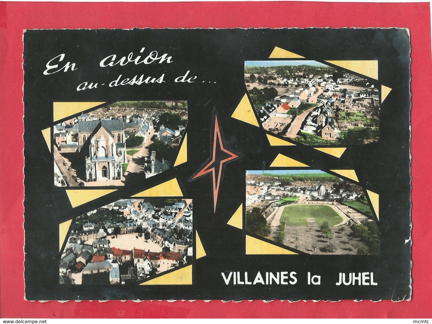 CPSM  Grand Format   - En Avion Au Dessus De...   Villaines La Juhel  -  (Mayenne ) - Multivue , Multives - Villaines La Juhel