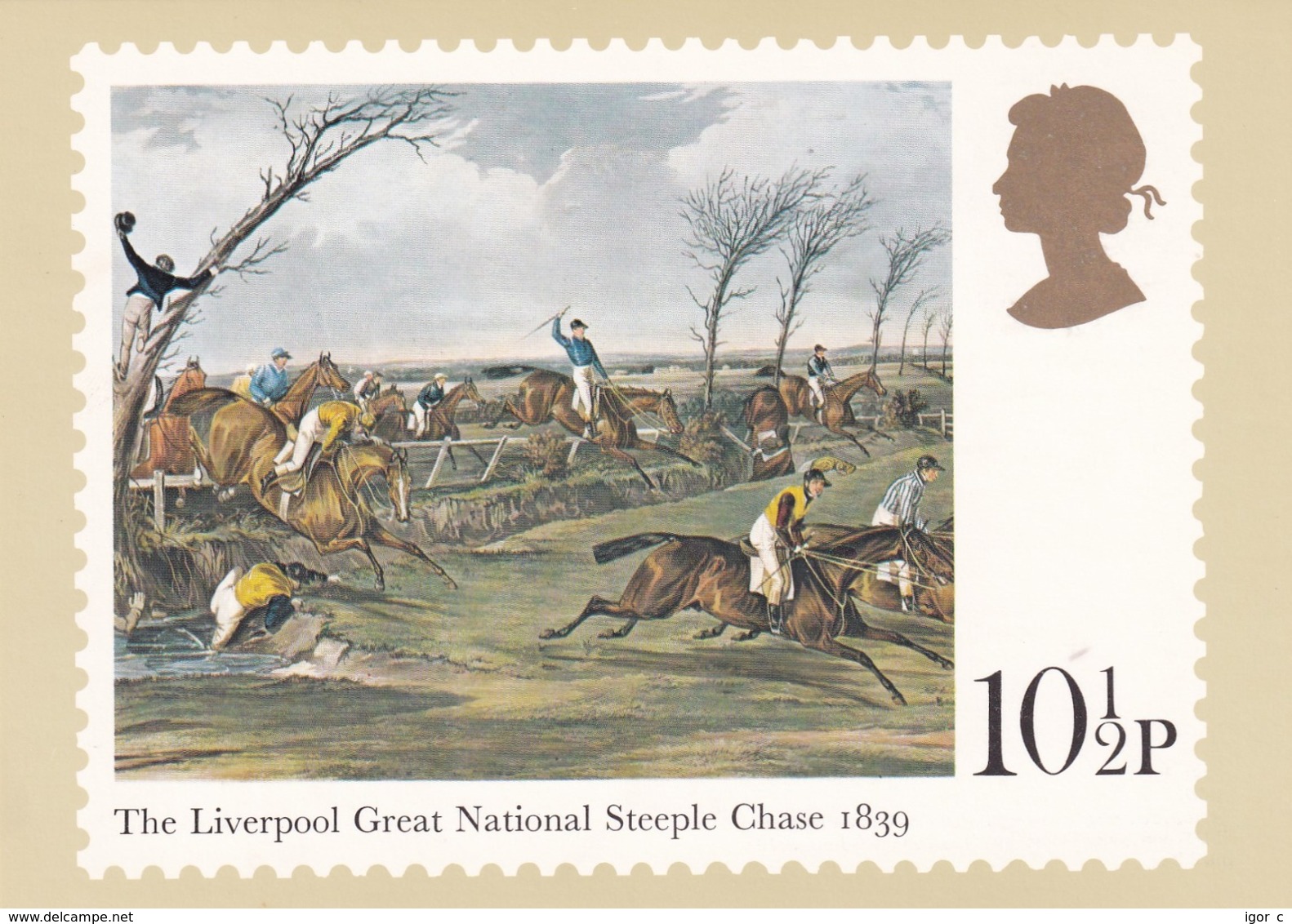 United Kingdom 1979 Card: Horse Racing Equestrian; Pferd; Cheval; The Liverpool Great National Steeple Chase 1839 - Hippisme