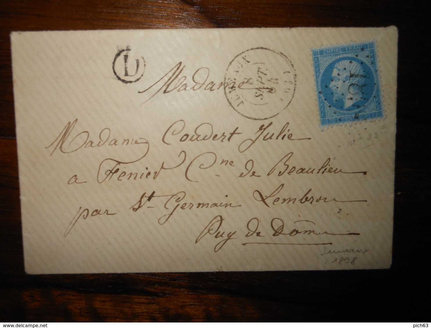 Enveloppe GC 1898 Jumeaux Puy De Dome - 1849-1876: Période Classique