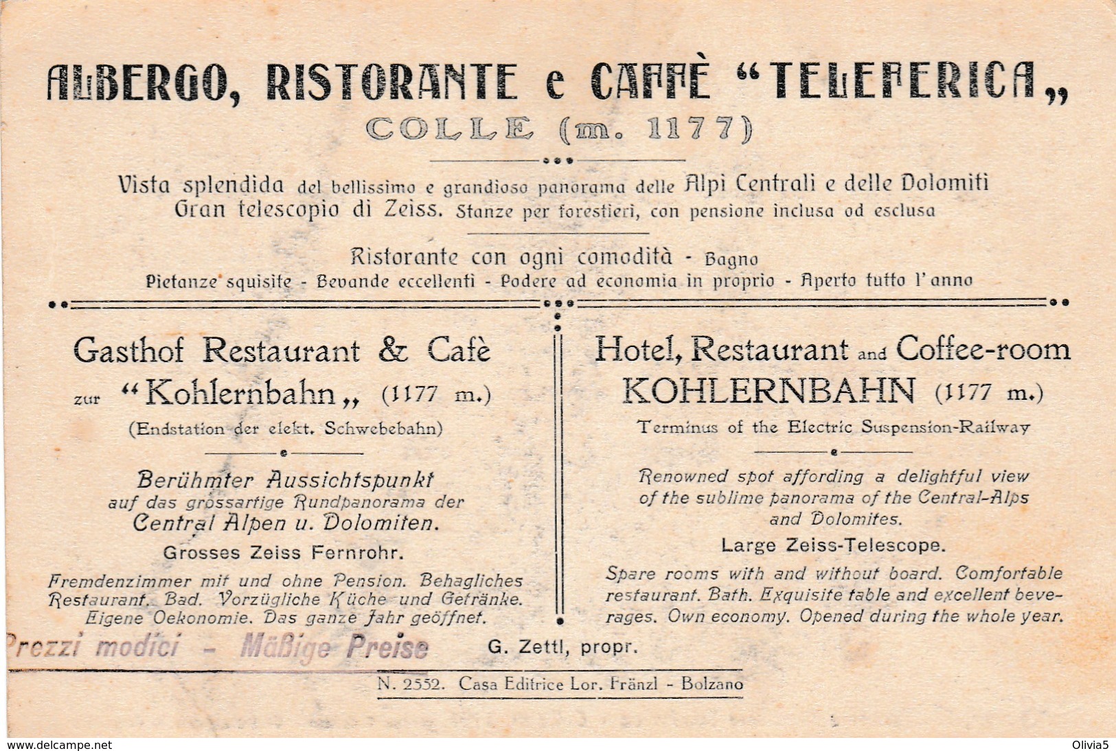 ALBERGO,RISTORANTE E PENSIONE TELEFERICA - Bolzano (Bozen)