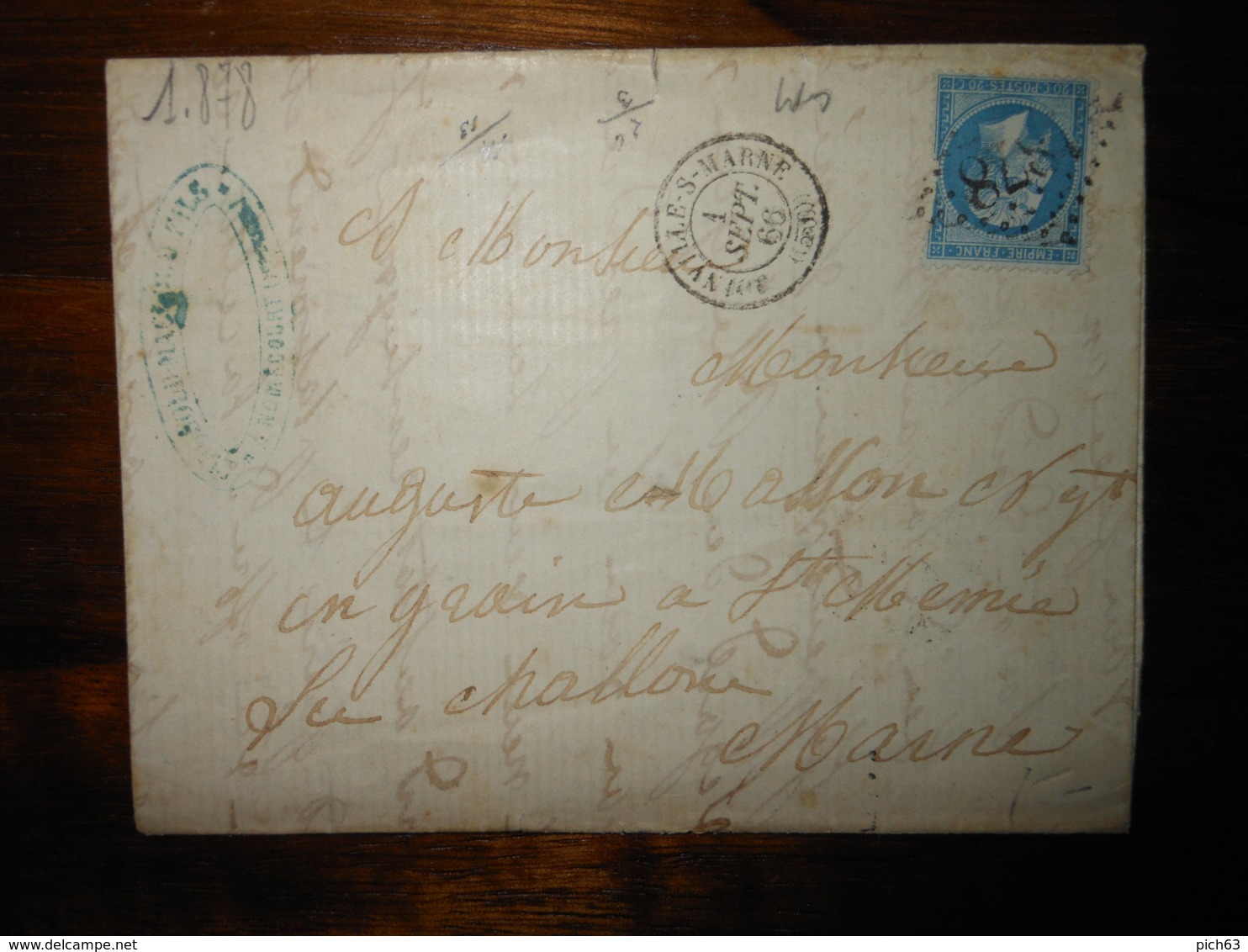 Lettre GC 1878 Joinville Sur Marne Avec Correspondance - 1849-1876: Période Classique