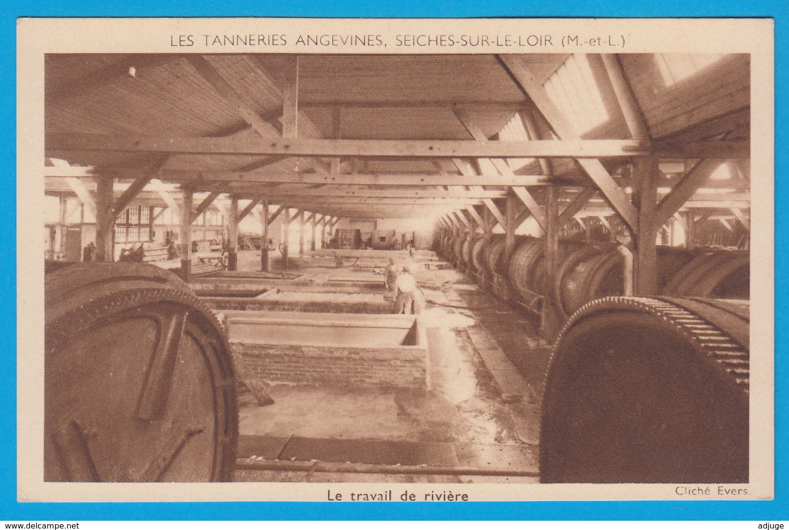 CPA-49-Seiches-sur-le-Loir-TANNERIES ANGEVINES -Travail De Rivière * Animation * TOP* 2 SCANS - Seiches Sur Le Loir