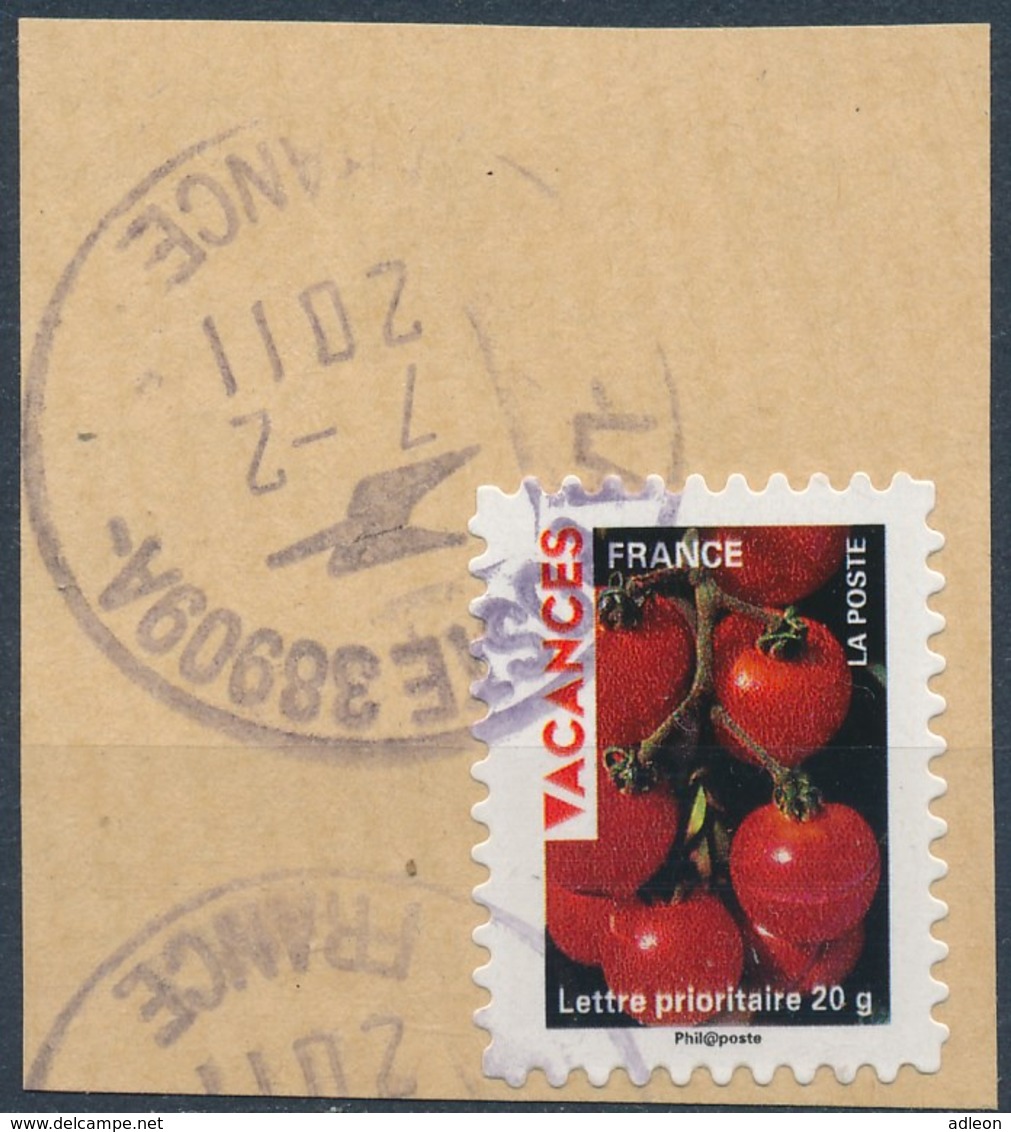 France - Vacances 2009 - Tomates YT A320 Obl. Cachet Rond Sur Fragment - Oblitérés