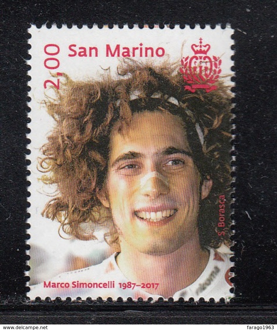 2017 San Marino Simoncelli   Motorcycle Racing   Complete  Set Of 1 MNH  @ BELOW FACE VALUE - Neufs