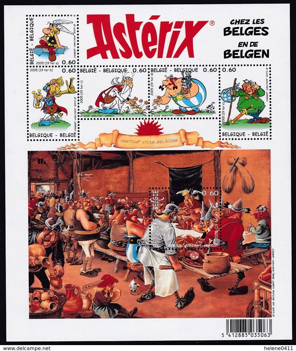 FEUILLET NEUF DE BELGIQUE - ASTERIX CHEZ LES BELGES N° Y&T 3418 A 3423 - Comics