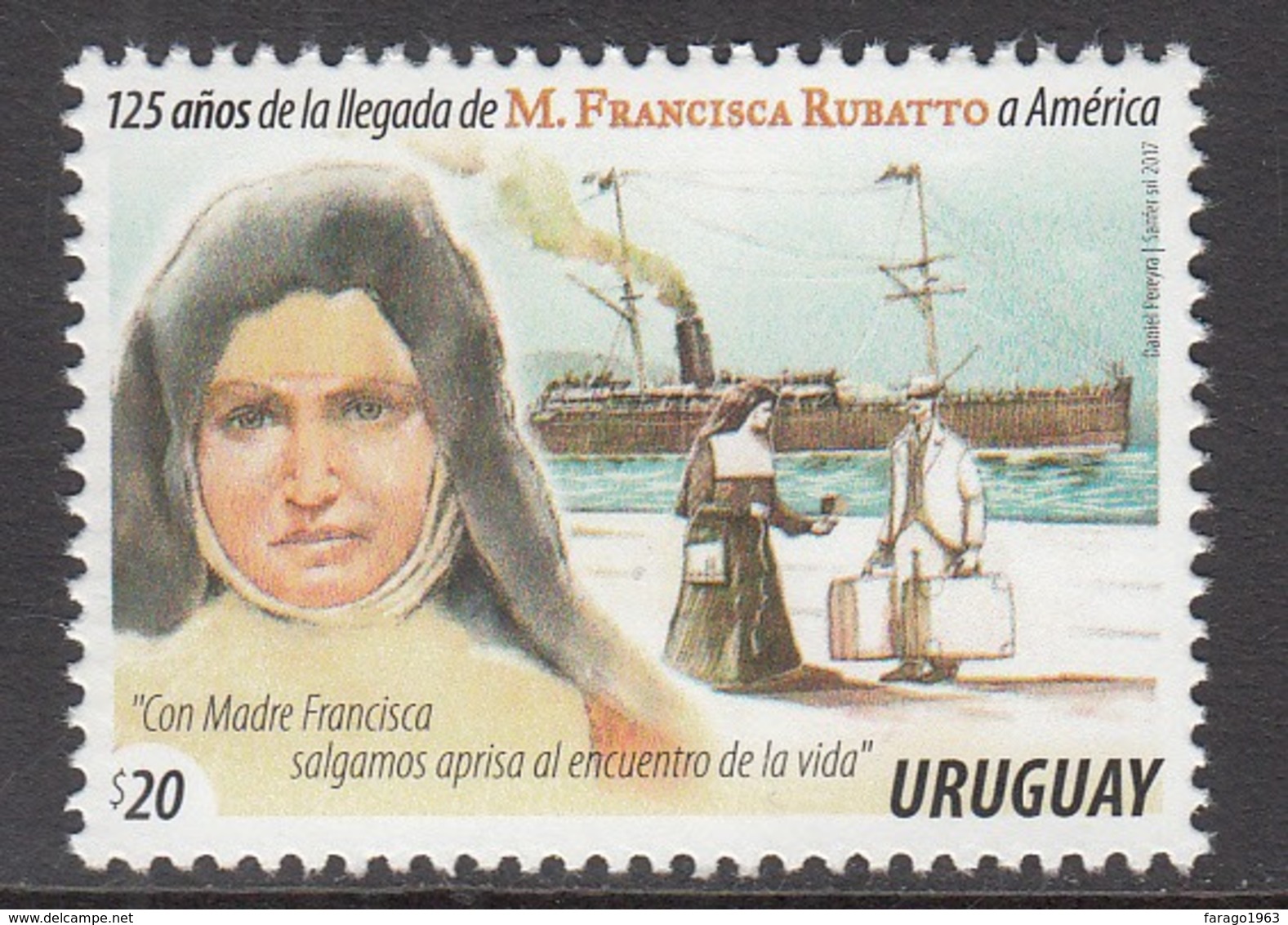 2017 Uruguay Mother Francisca Ships Complete  Set Of 1 MNH - Uruguay