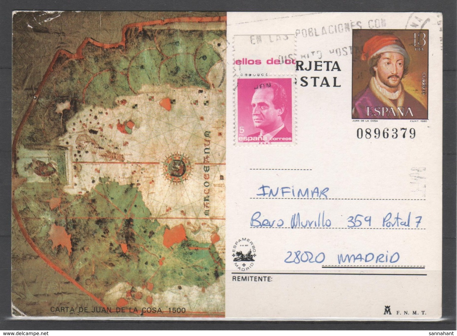 TARJETA ENTERO POSTAL 1980, Exposición Filatélica ESPAMER'80. Circulada. - 1931-....