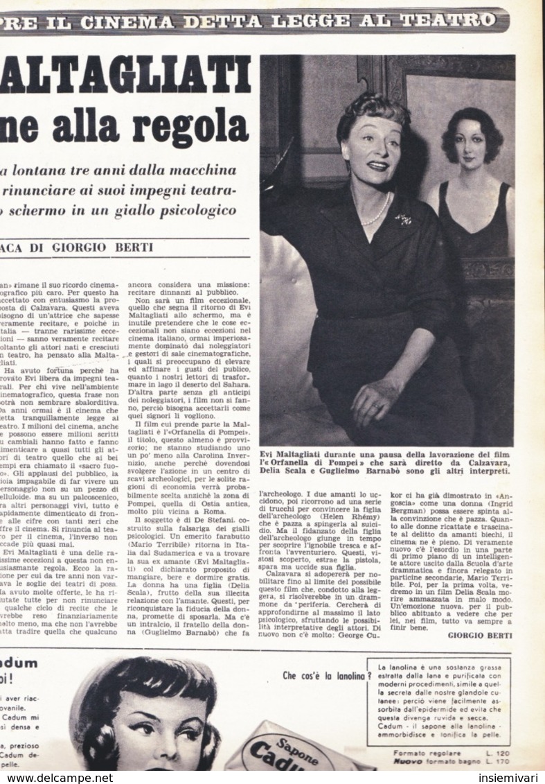 (pagine-pages)EVI MALTAGLIATI  Settimanaincom1952/24. - Altri & Non Classificati