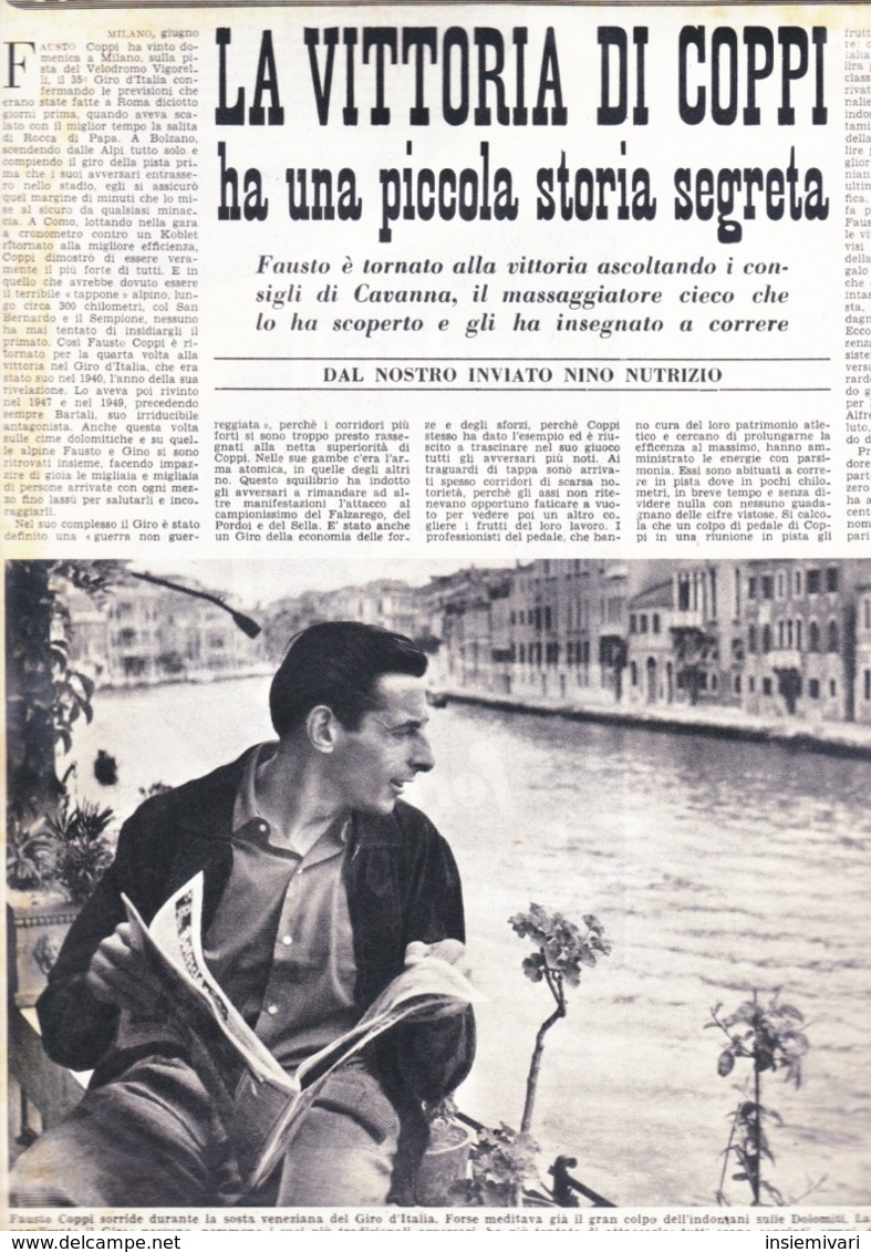 (pagine-pages)FAUSTO COPPI  Settimanaincom1952/24. - Altri & Non Classificati