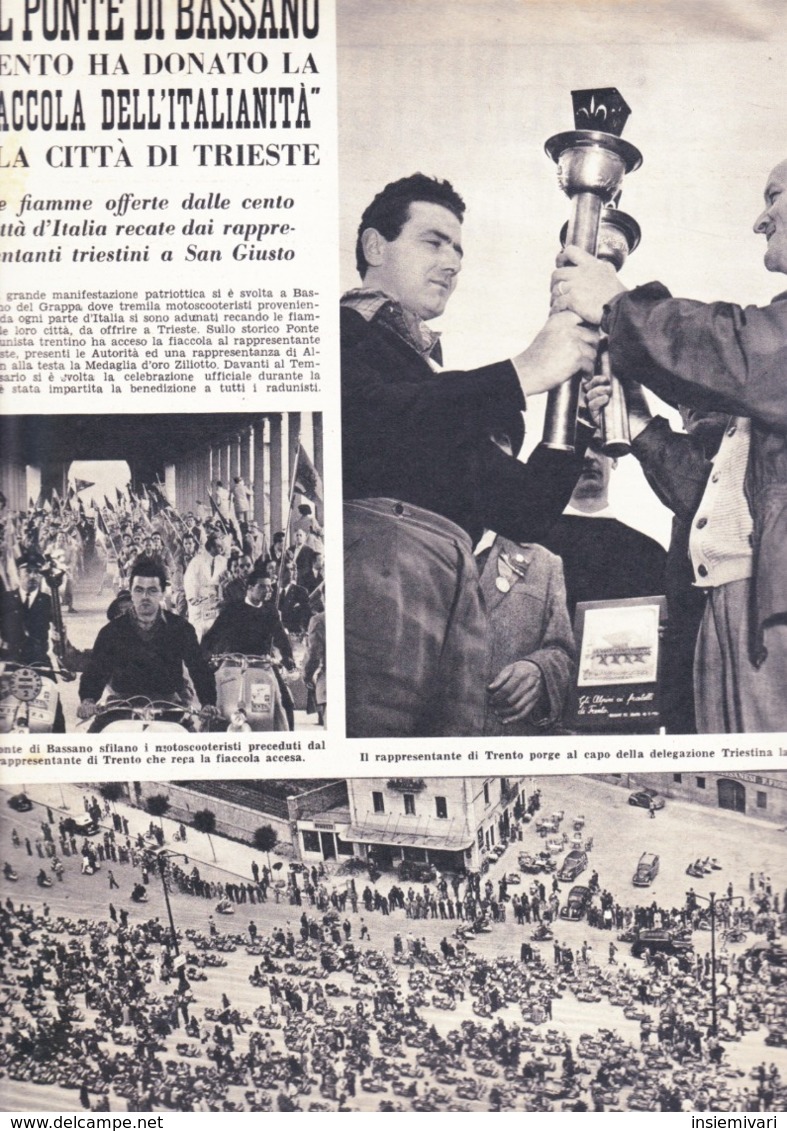 (pagine-pages)LE VESPE SFILANO SUL PONTE DI BASSANO Settimanaincom1952/24. - Altri & Non Classificati