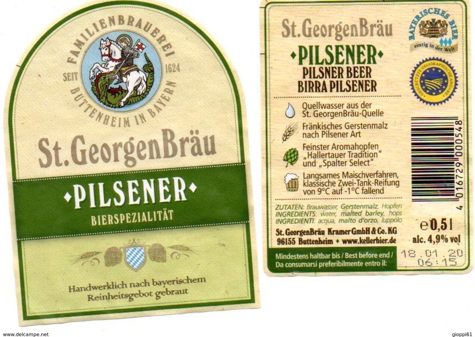 Etichetta Birra St. Georgen Brau Pilsener - Birra