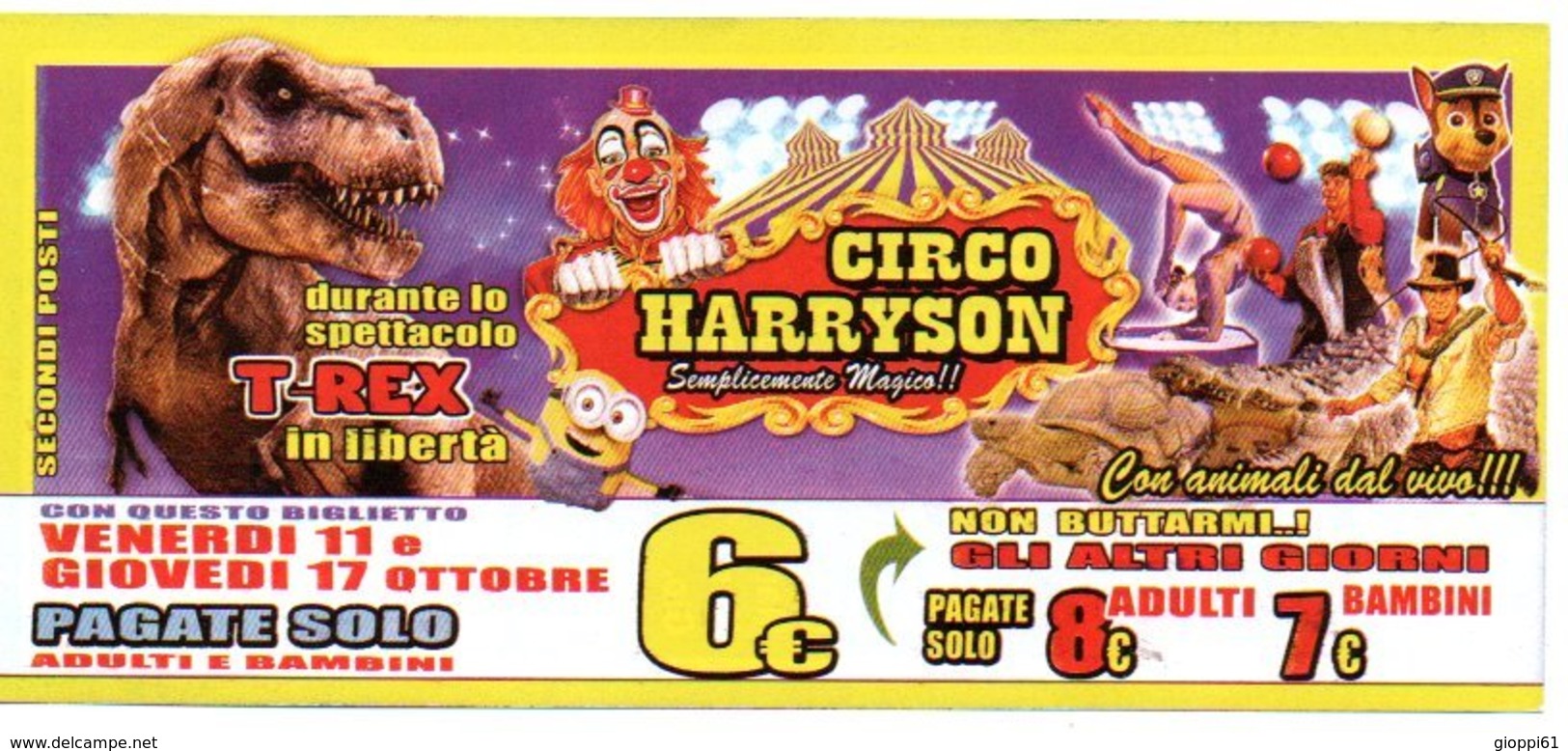 Biglietto D'Ingresso Circo Harryson (fronte E Retro) - Tickets - Vouchers