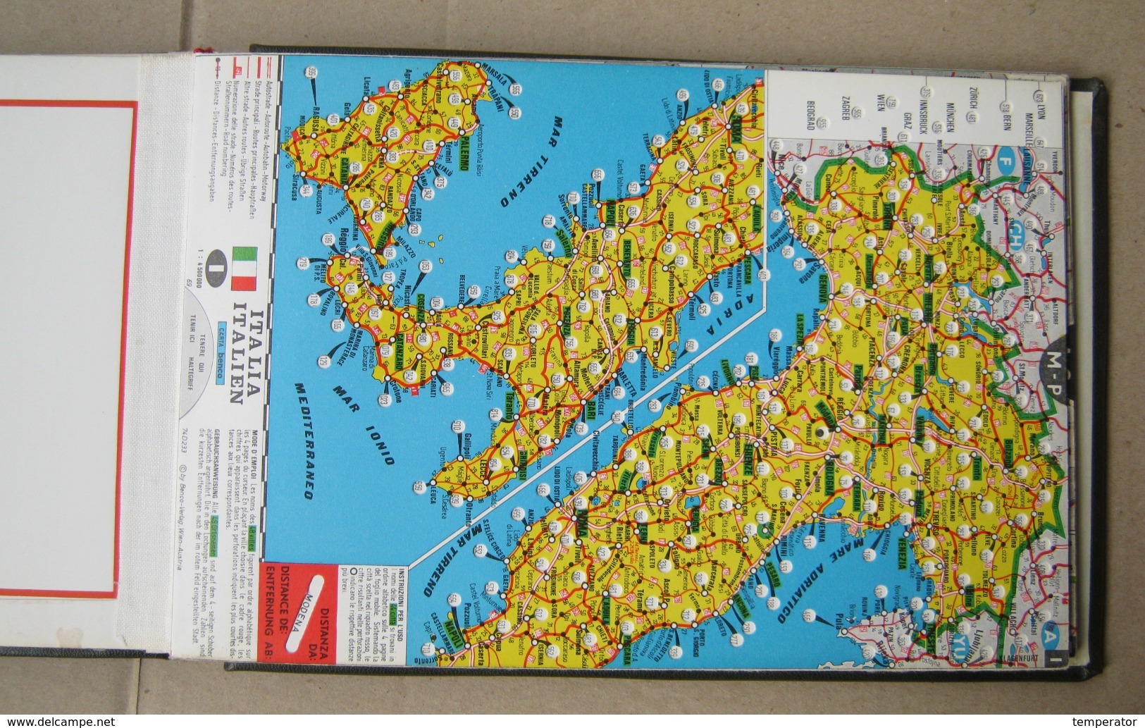 Carte des distances: JUGOSLAVIJA, AUSTRIA, BENELUX, DEUTSCHLAND, FRANCE, GREAT BRITAIN, ITALIA, SUISSE, SKANDINAVIA