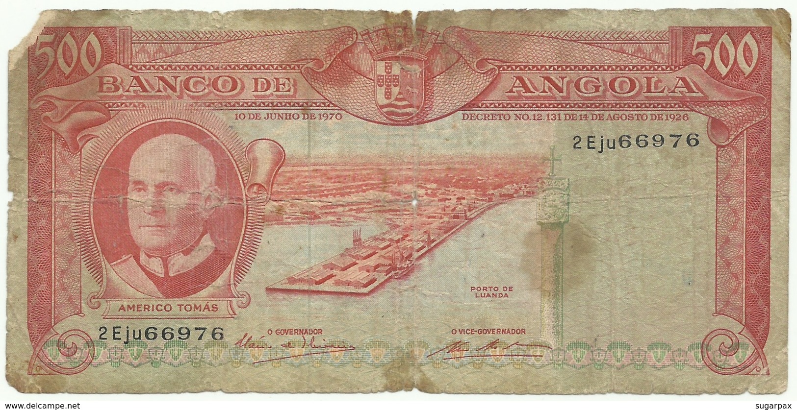 Angola - 500 Escudos - 10.06.1970 - Pick 97 - Série 2 Eju - Américo Tomás - PORTUGAL - Angola