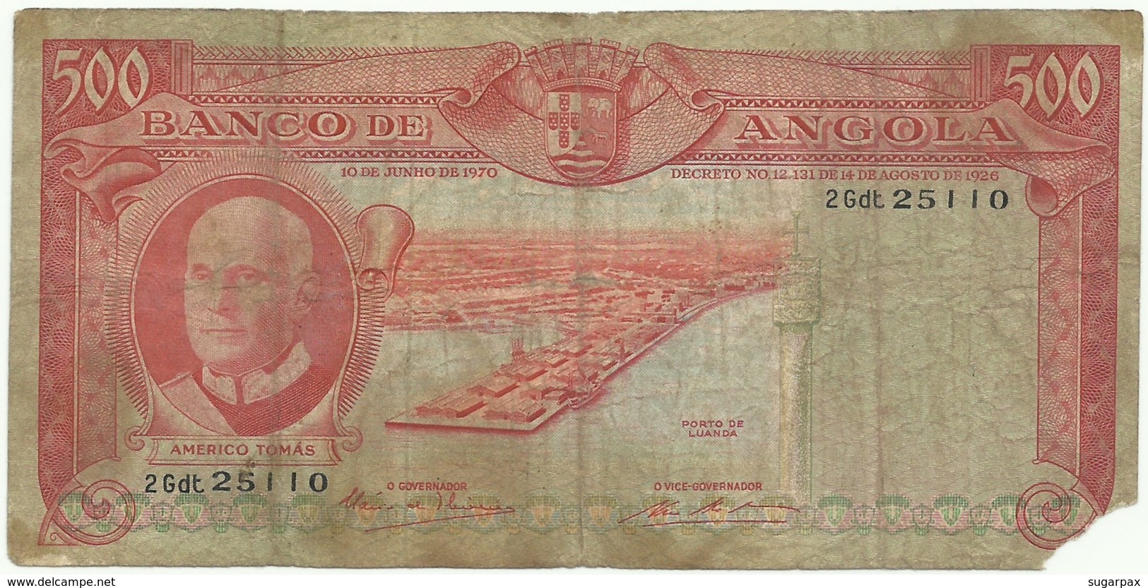 Angola - 500 Escudos - 10.06.1970 - Pick 97 - Série 2 Gdt - Américo Tomás - PORTUGAL - Angola