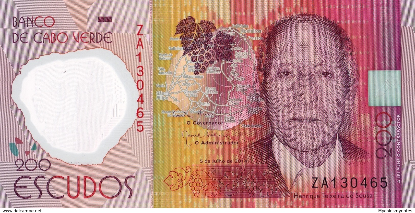 CAPE VERDE 200 Escudos Banknote, From 2014, P71, UNC - Kaapverdische Eilanden