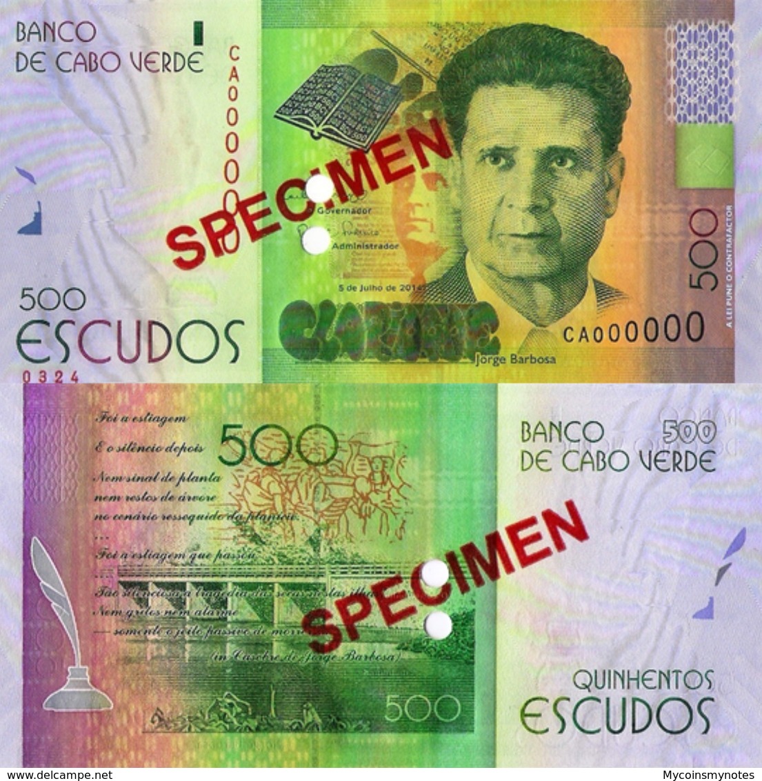 CAPE VERDE 500 "SPECIMEN" ESCUDOS FROM 2014, P72s, UNC - Specimen