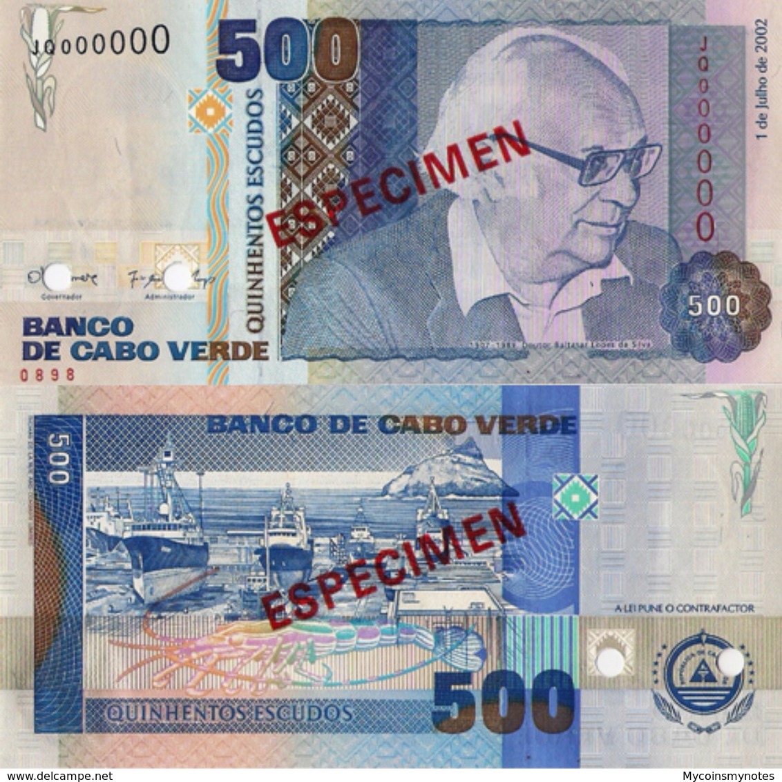 CAPE VERDE 500 "SPECIMEN" ESCUDOS FROM 2002, P64s, UNC - Capo Verde