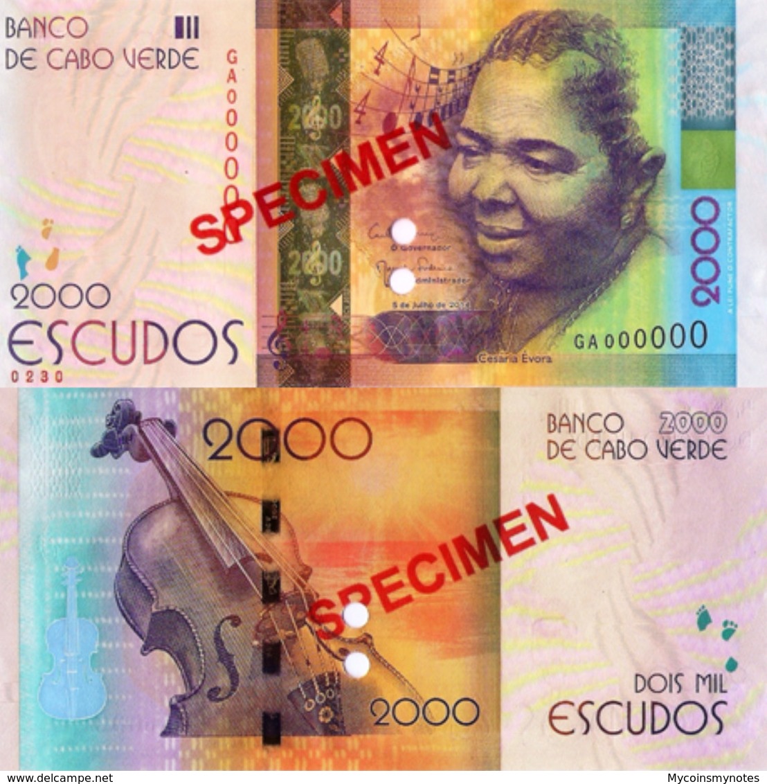 CAPE VERDE 2000 "SPECIMEN" Escudos From 2014, P74s, UNC - Specimen