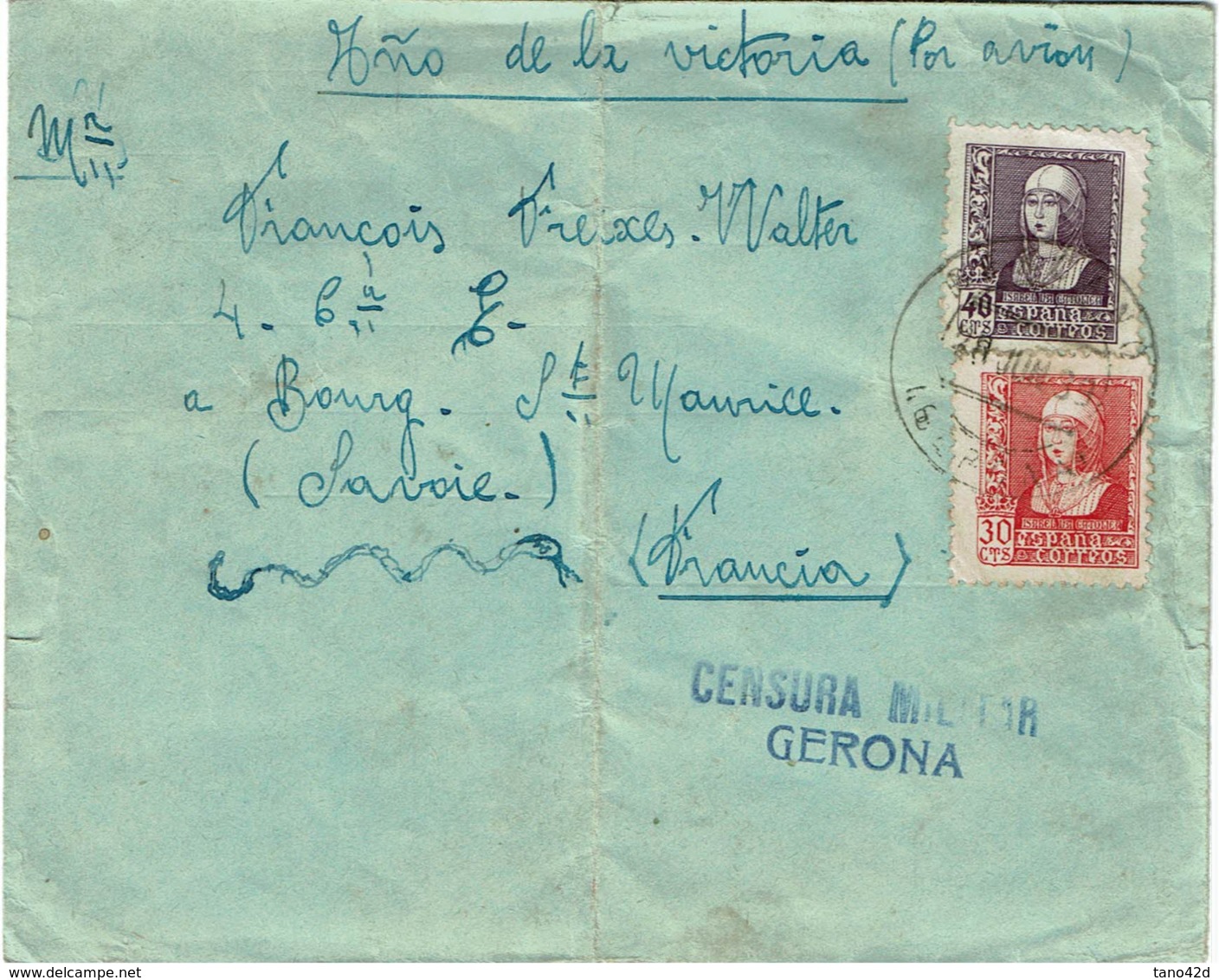 LCTN57/2 - ESPAGNE LETTRE JUIN 1939 CENSURE - Covers & Documents