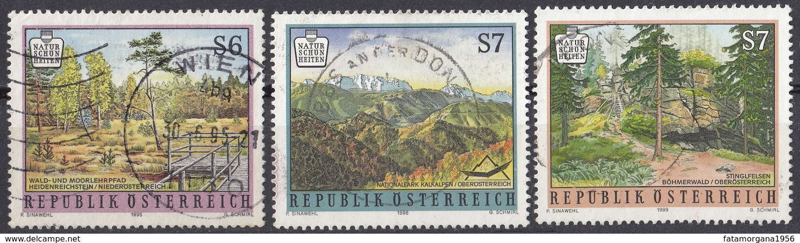 AUSTRIA - OSTERREICH - Lotto Composto Da 3 Francobolli Usati Del Tipo "Bellezze Della Natura": Yvert 1988, 2071 E 2104 - Other & Unclassified