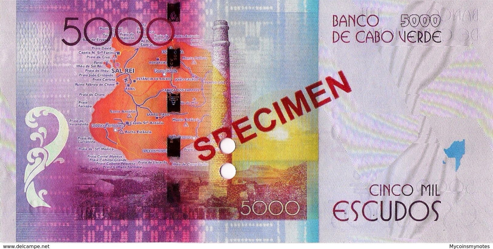 CAPE VERDE 5000 "SPECIMEN" Escudos From 2014, P75s, UNC - Cap Verde