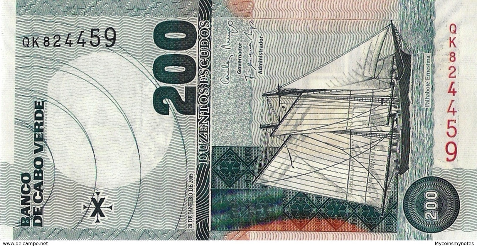 CAPE VERDE 200 Escudos Banknote, From 2005, P58, UNC - Capo Verde