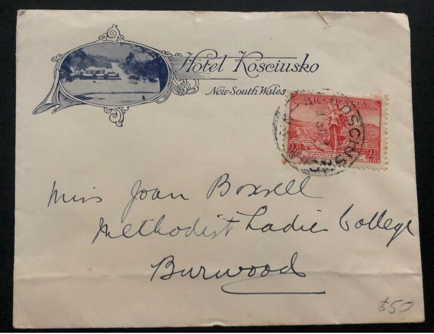 1936 Kosciusko Australia Hotel Advertising Cover To Burwood - Other & Unclassified