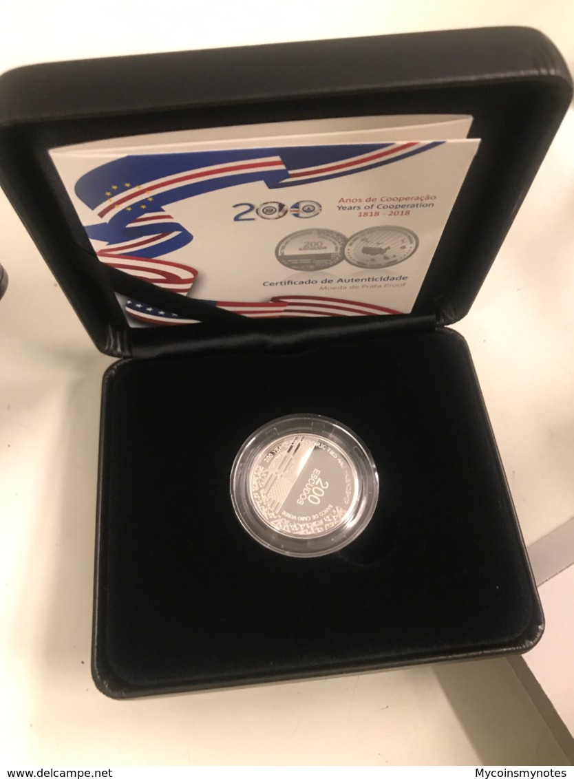 Cape Verde, 200 CVE, 2019, 200 Years Of Friendship Cape Verde&USA, Silver Proof - Kaapverdische Eilanden