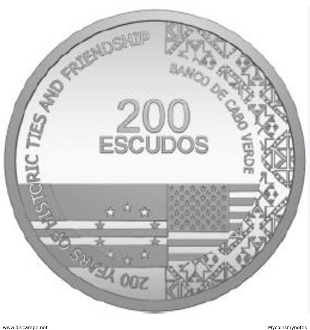 Cape Verde, 200 CVE, 2019, 200 Years Of Friendship Cape Verde&USA, Silver Proof - Cape Verde