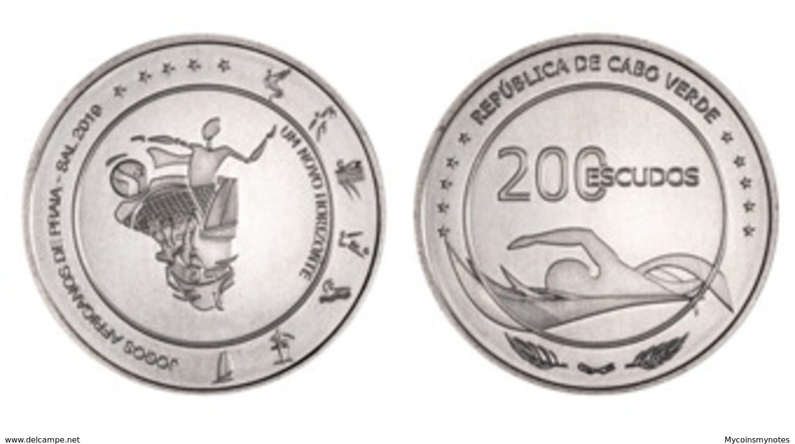 Cape Verde, 200 Escudos, 2019 Comm. Of 1st African Beach Games, Silver Proof - Kaapverdische Eilanden