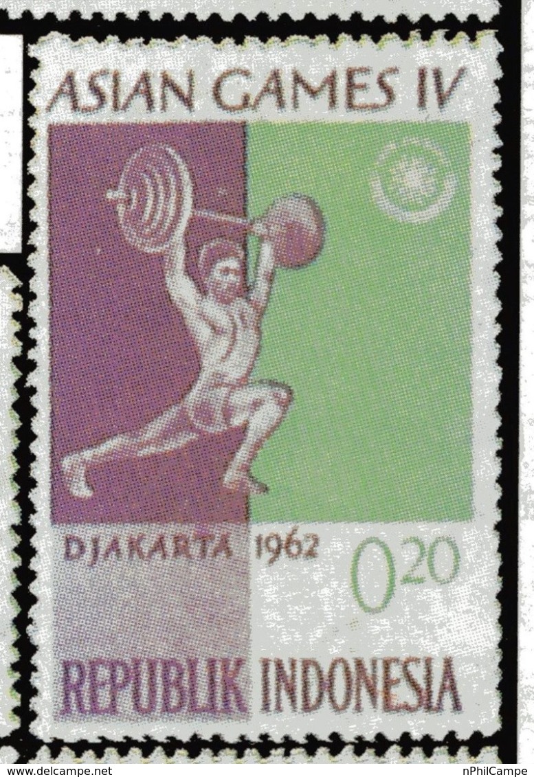 #68- KPI-342. Indonesia 1962 - Pair 2.  Asian Games Weightlifting 0,20r ( Mi 346 - YT 285 ),piece Of Printing Plate! Rar - Indonesia