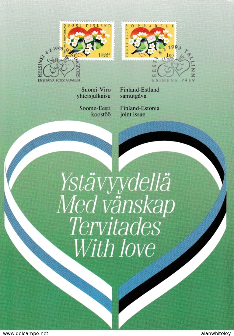 FINLAND/ESTONIA 1993 Friendship: Joint Souvenir Card MINT/UNUSED - Briefe U. Dokumente