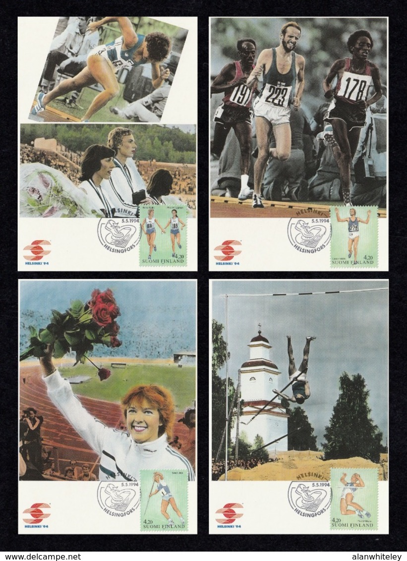 FINLAND 1994 FINLANDIA 95: European Athletics Championships: Set Of 4 Maximum Cards CANCELLED - Maximumkarten (MC)