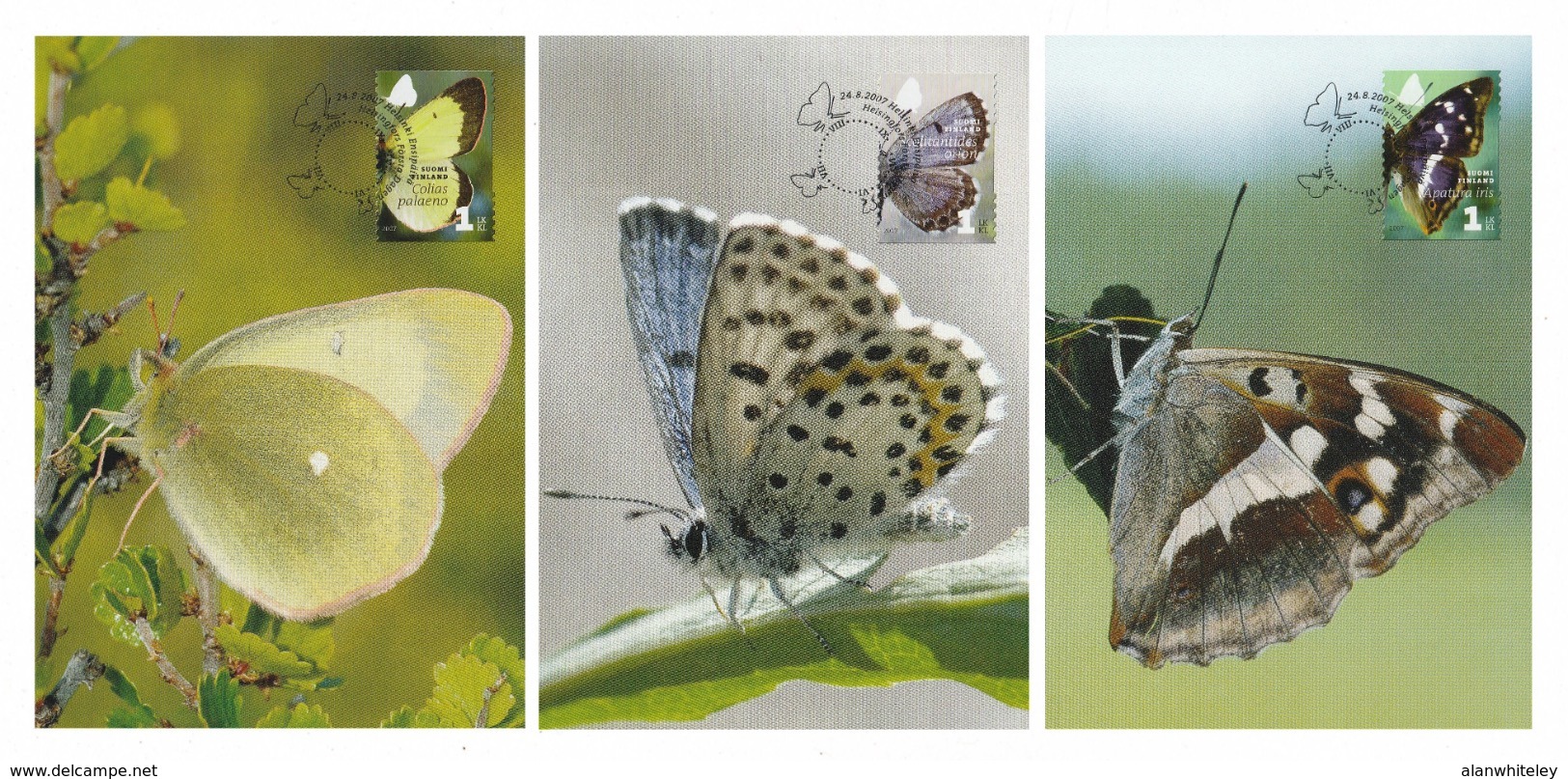 FINLAND 2007 Butterflies: Set Of 3 Maximum Cards CANCELLED - Maximum Cards & Covers