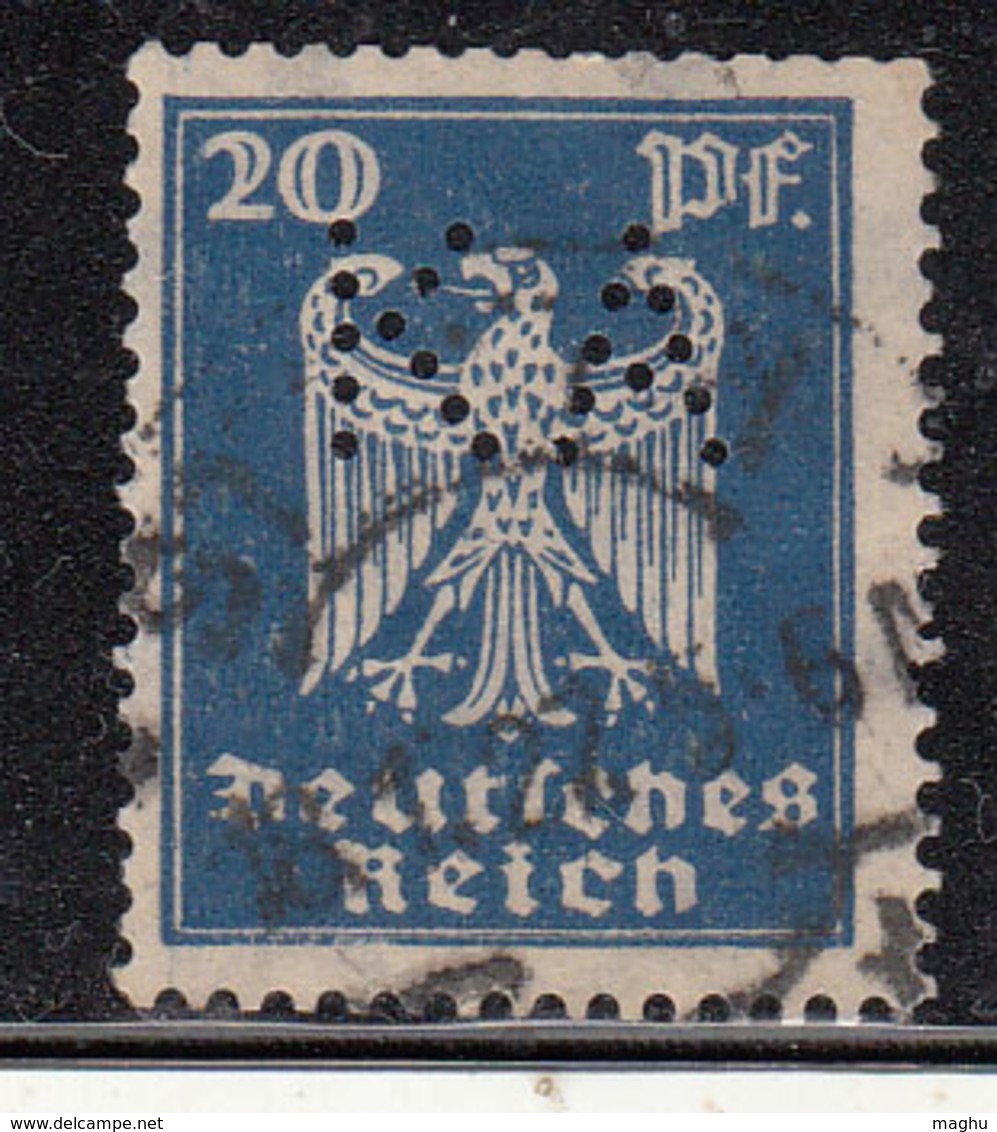 Perfin / Perfins, Germany Used, Eagle Bird, Deutsches Reich - Perforadas