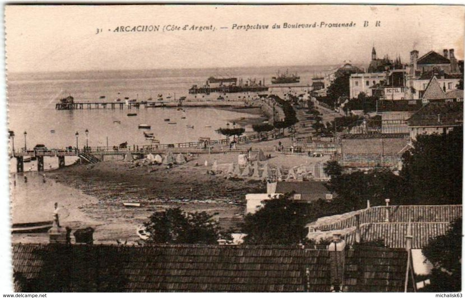 31ob 523 CPA - ARCACHON - PERSPECTIVE DU BOULEVARD PROMENADE - Arcachon